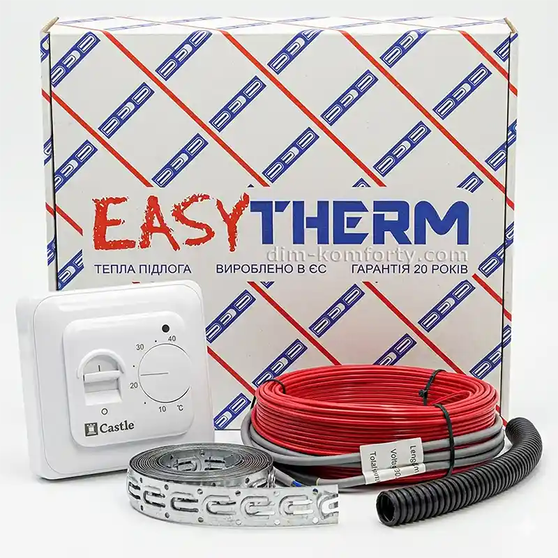 Комплект теплої підлоги EasyTherm 18 Вт/м — Нагрівальний кабель з термостатом RTC70 